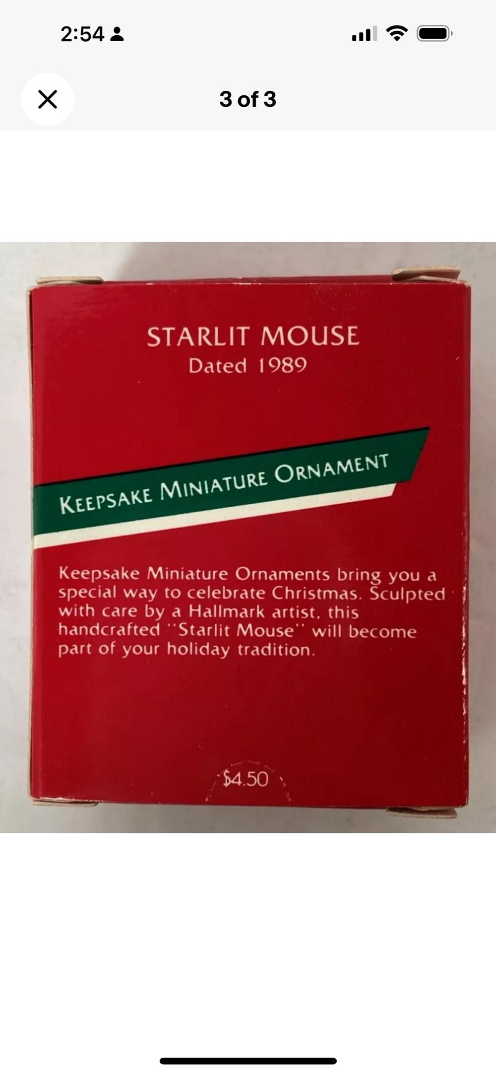 Hallmark Keepsake Miniature Ornament - Starlit Mouse  (Hallmark Keepsake Miniature Ornament - Starlit Mouse, 1989) ornament collectible - Main Image 3