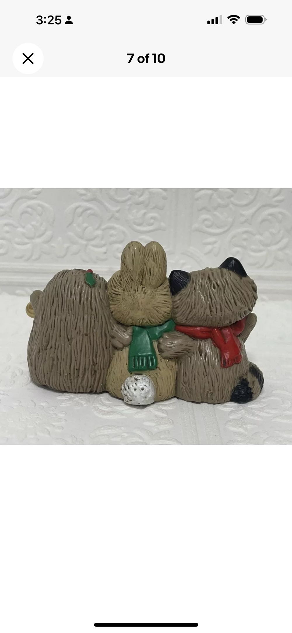 Hallmark 1983 Christmas Carolers Merry Miniatures Raccoon Bunny Porcupine  ornament collectible - Main Image 2