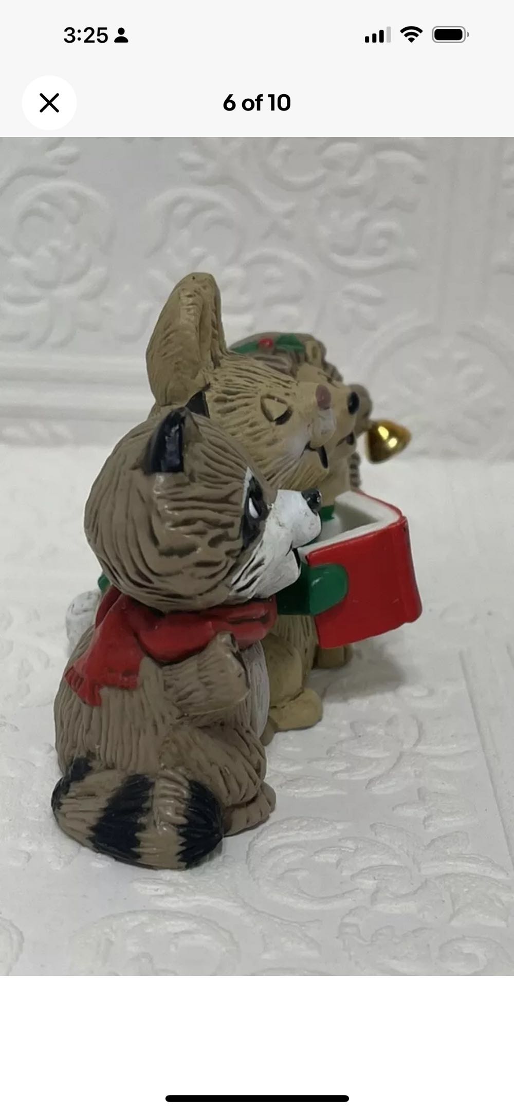Hallmark 1983 Christmas Carolers Merry Miniatures Raccoon Bunny Porcupine  ornament collectible - Main Image 3