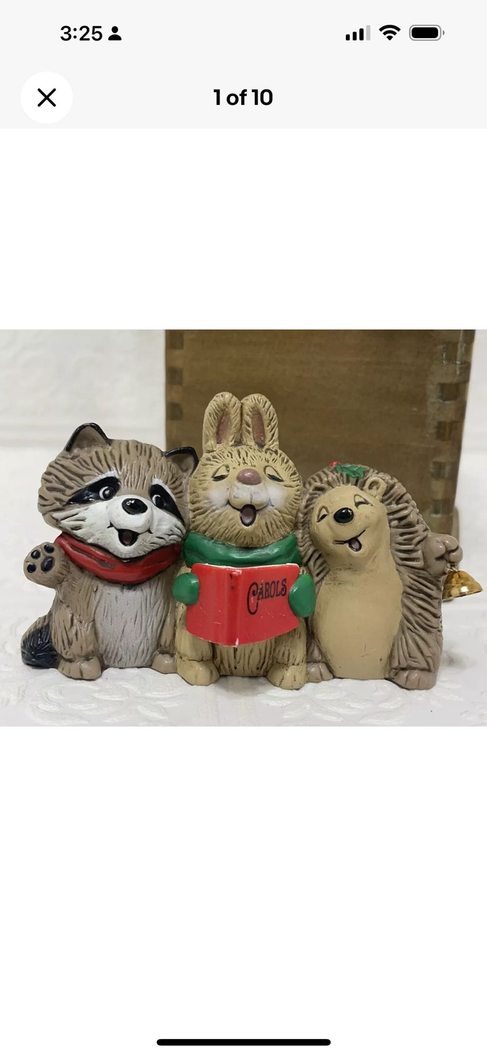 Hallmark 1983 Christmas Carolers Merry Miniatures Raccoon Bunny Porcupine  ornament collectible - Main Image 4