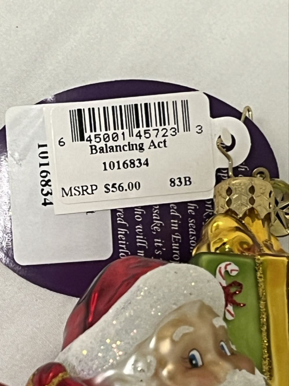 Balancing Act  (Santa Standing In A Present) ornament collectible - Main Image 4