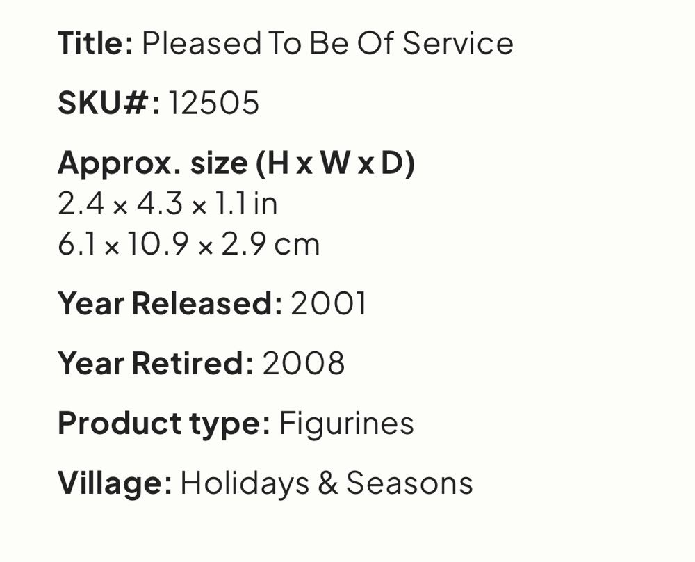Pleased To Be Of Service #12505 - Figurines (Figurines) ornament collectible [Barcode 728162125057] - Main Image 2