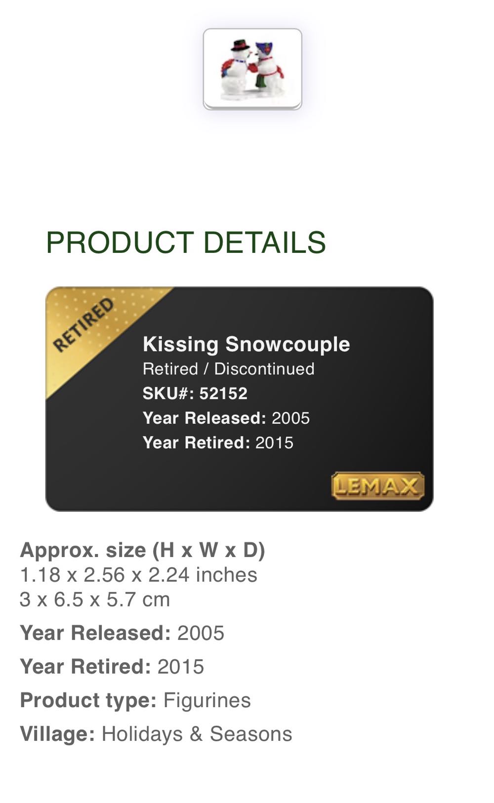 Kissing Snowcouple #52152 - Vail Village (Figurines) ornament collectible [Barcode 728162521521] - Main Image 2