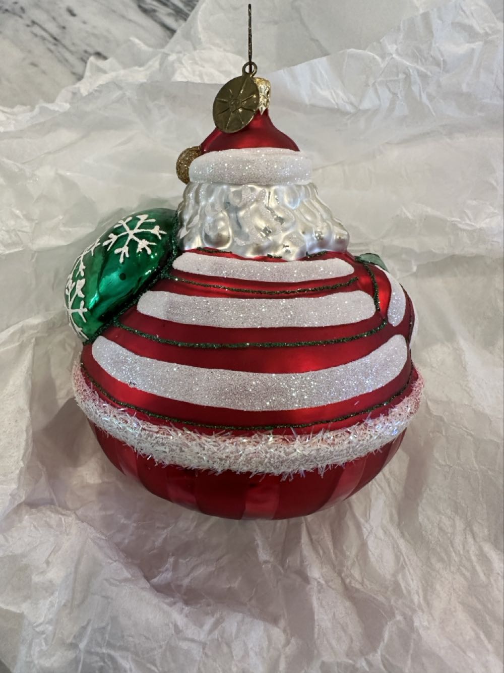 Rolly Polly Striped Santa  (Radko) ornament collectible - Main Image 2