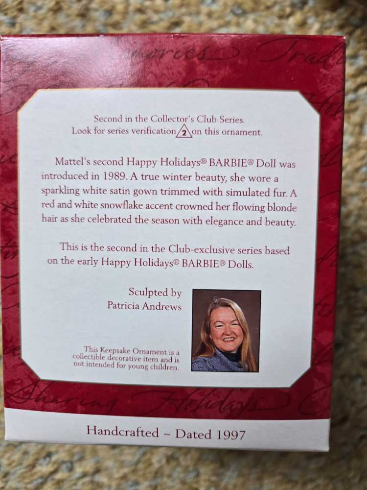 Barbie 1997 KOCC Club Edition Based On 1989 Happy Holidays Barbie #2 - KOC  Club Exclusive (Barbie) ornament collectible - Main Image 2