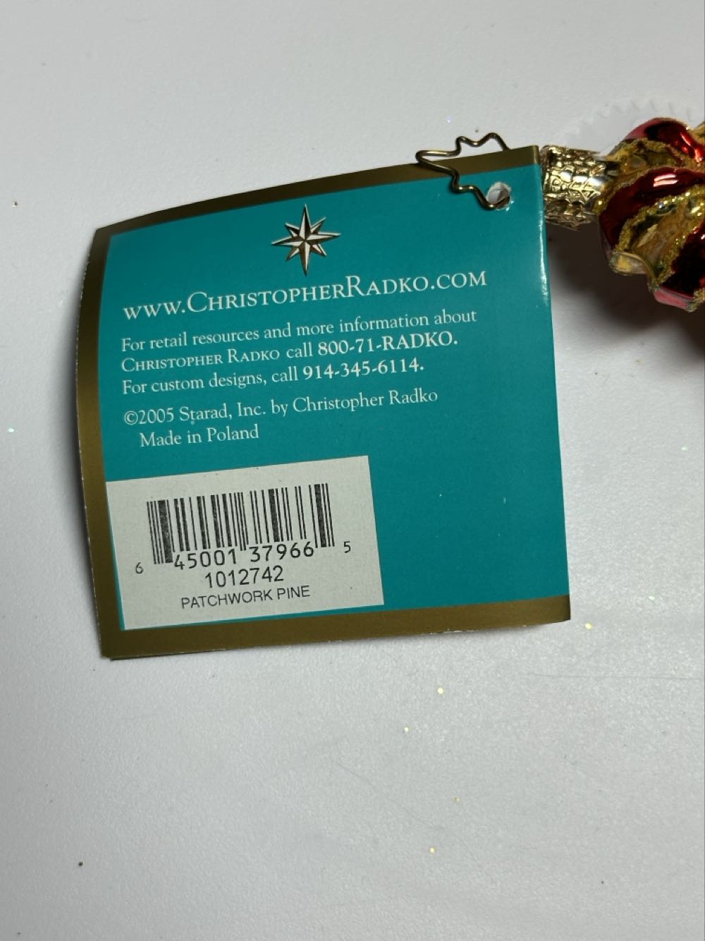 Patchwork Pine  (Radko) ornament collectible [Barcode 645001379665] - Main Image 3