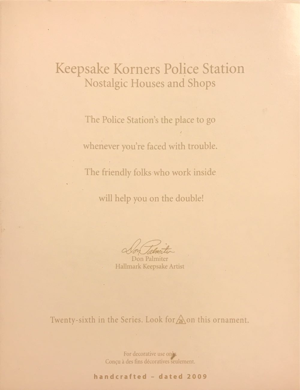 Nostalgic Houses & Shops #26 (2009) Keepsake Korners Police Station  ornament collectible [Barcode 795902241247] - Main Image 2