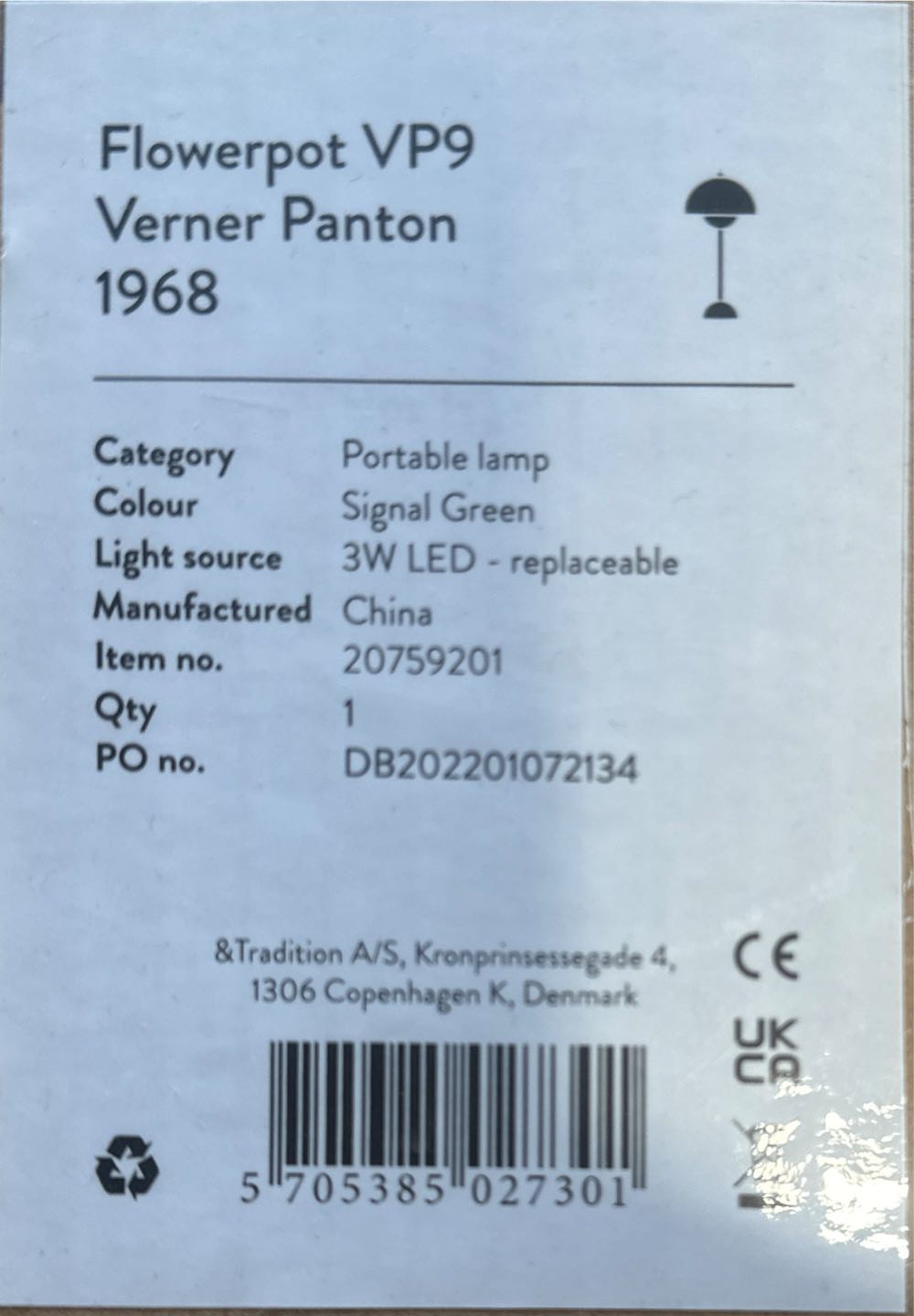 &tradition Flowerpot Vp9 Portable Green Signal Table Bordlampe  ornament collectible [Barcode 5705385027301] - Main Image 2