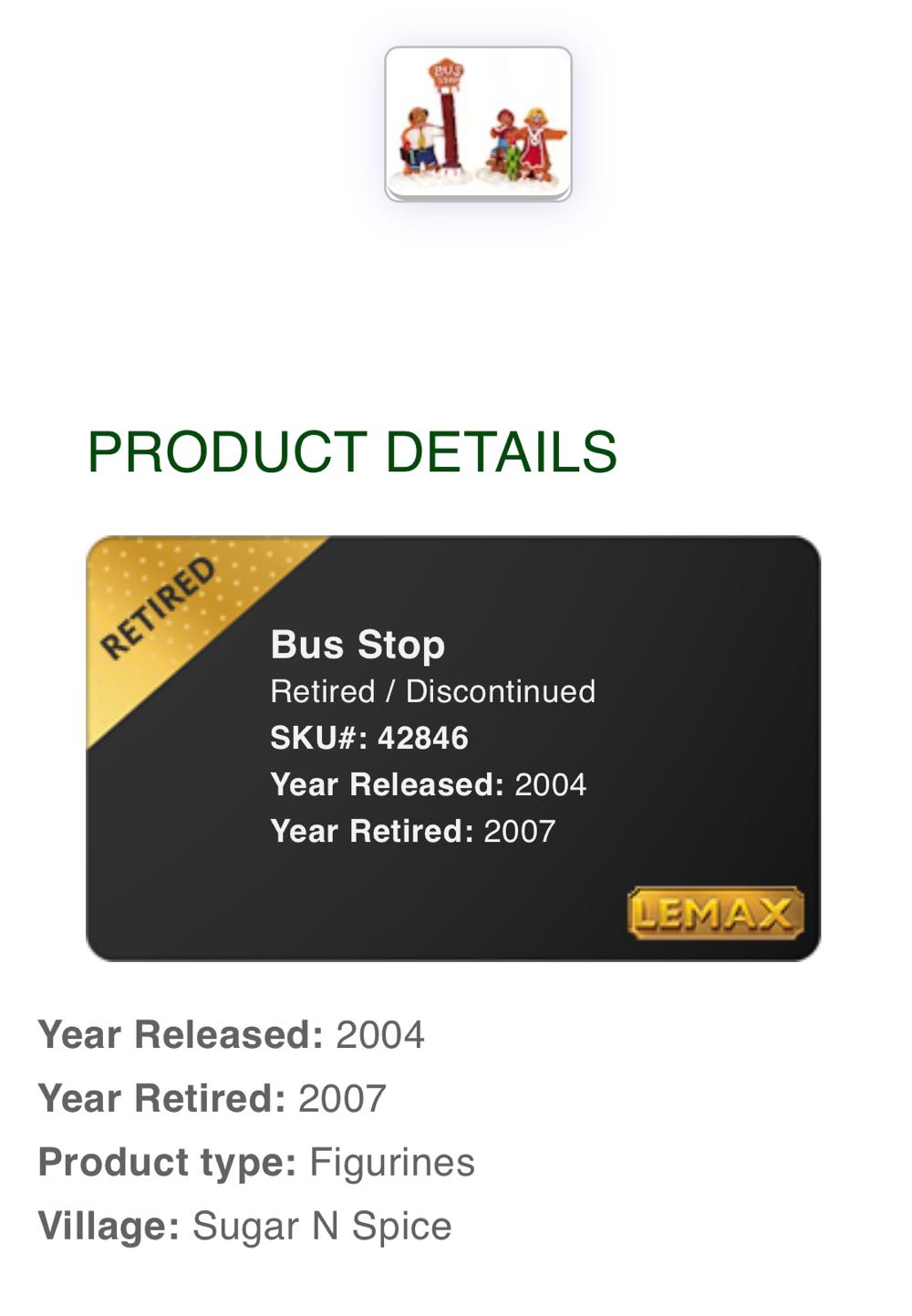 Bus Stop Set Of 2 #42846 - Sugar ‘N’ Spice (Figurines) ornament collectible [Barcode 728162428462] - Main Image 2