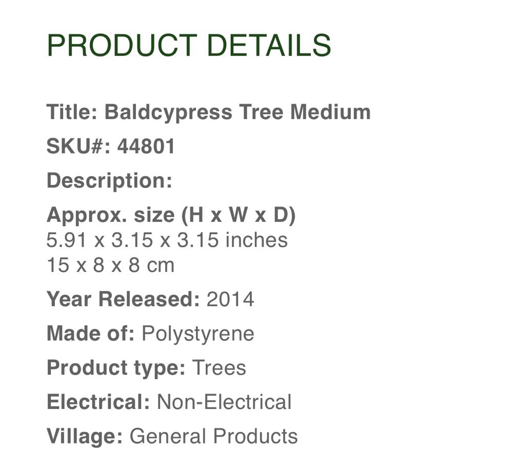 Baldcypress Tree Med #44801 - General Products (Landscape Accent) ornament collectible [Barcode 728162448019] - Main Image 2