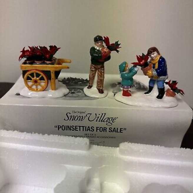 Dept. 56 - Poinsettias For Sale #5486-1  Set Of 3 Pieces Accessory  # 54861 - Original  Snow Village (Poinsettias For Sale) ornament collectible - Main Image 2