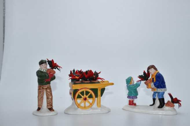 Dept. 56 - Poinsettias For Sale #5486-1  Set Of 3 Pieces Accessory  # 54861 - Original  Snow Village (Poinsettias For Sale) ornament collectible - Main Image 3