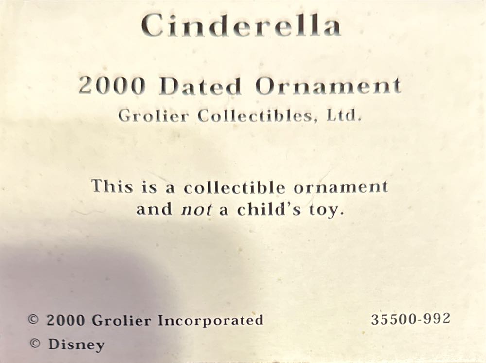Grolier Cinderella  - Disney’s Cinderella (Grolier) ornament collectible - Main Image 2