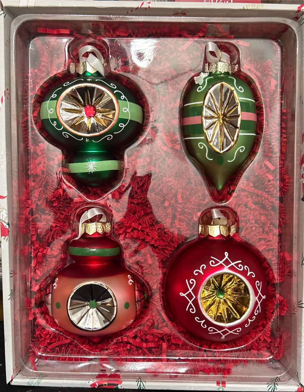 Good Cheer Nostalgic Glass Hallmark Ornaments Set Of 4 - Sets (Retro Tree) ornament collectible [Barcode 661127061703] - Main Image 2