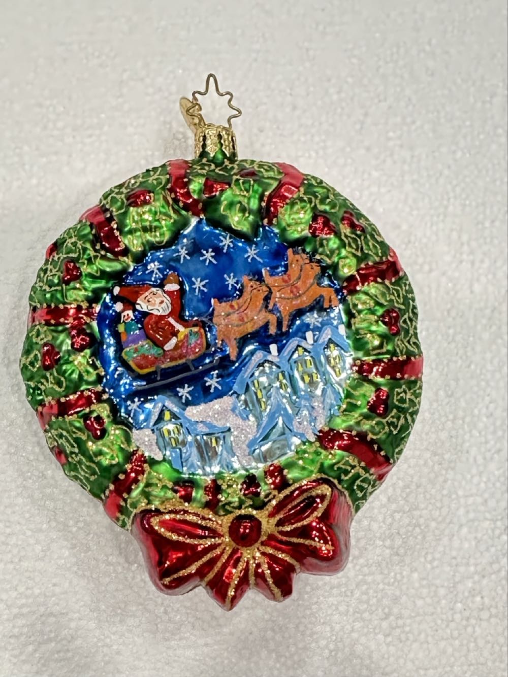 Crescent Dreamer Santa Wreath - 1010279 (Radko) ornament collectible - Main Image 2