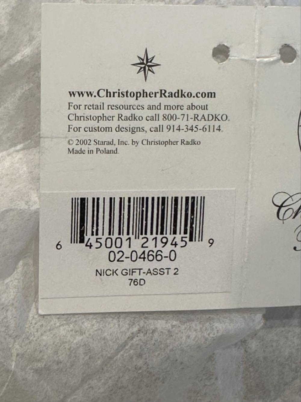 Nick Gift - 02-0466-0 (Radko) ornament collectible [Barcode 645001219459] - Main Image 4