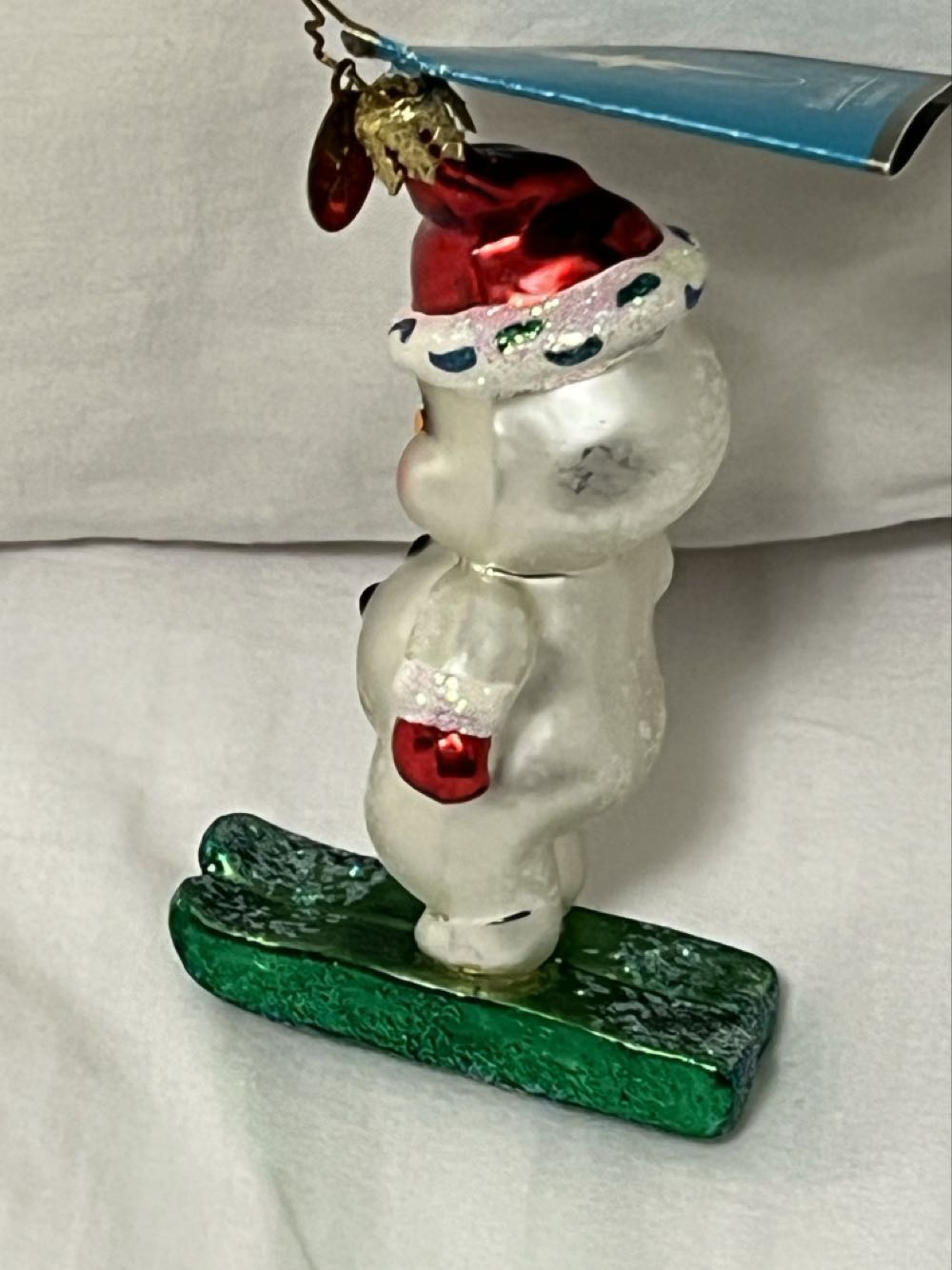 Frosty Snow Scamps -ast 3  (Snowman on green skis) ornament collectible - Main Image 2