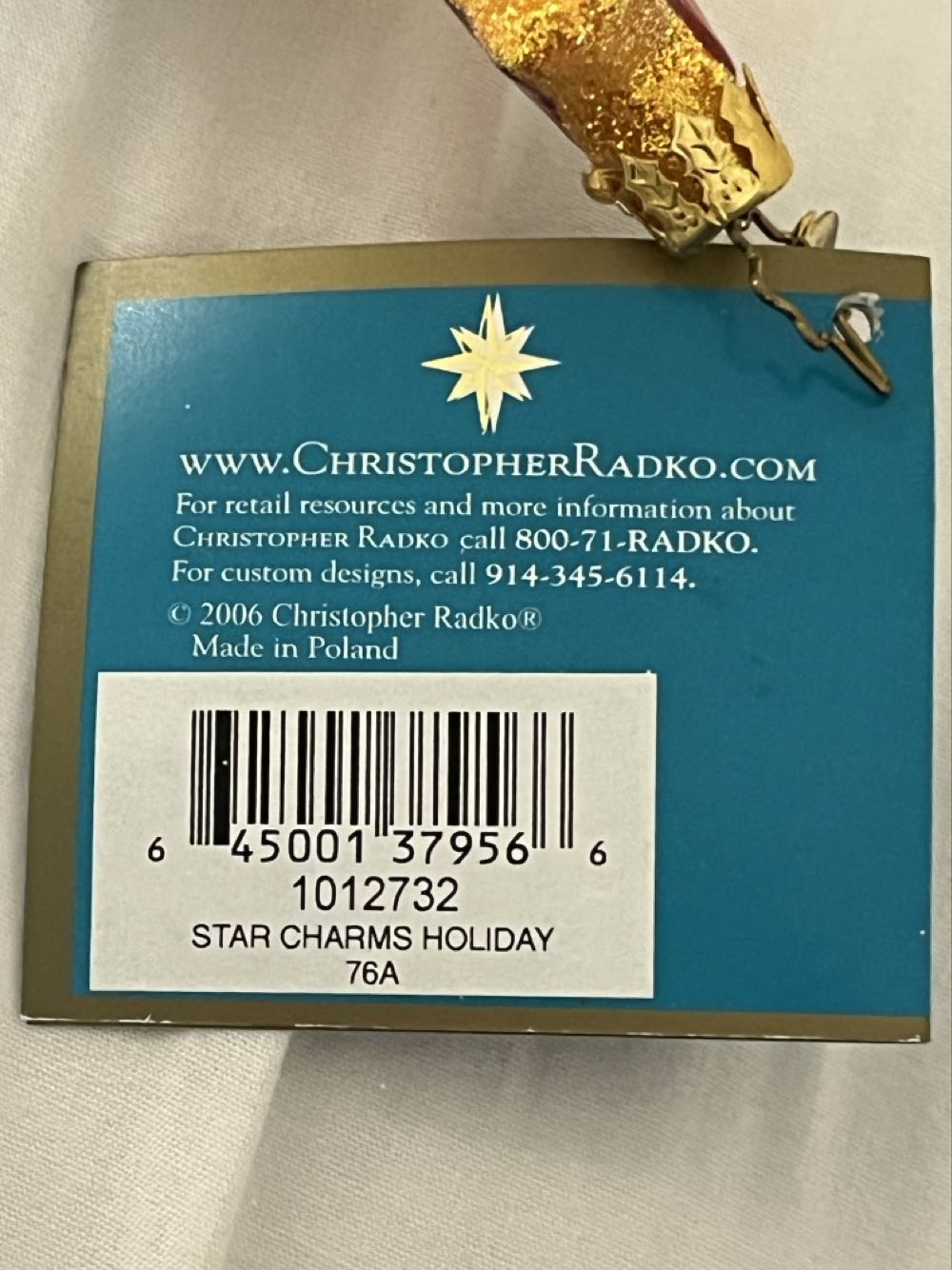 Star Charms Holiday  (Gold Tree Covered In Stars/ 2 Star Dangle) ornament collectible - Main Image 2