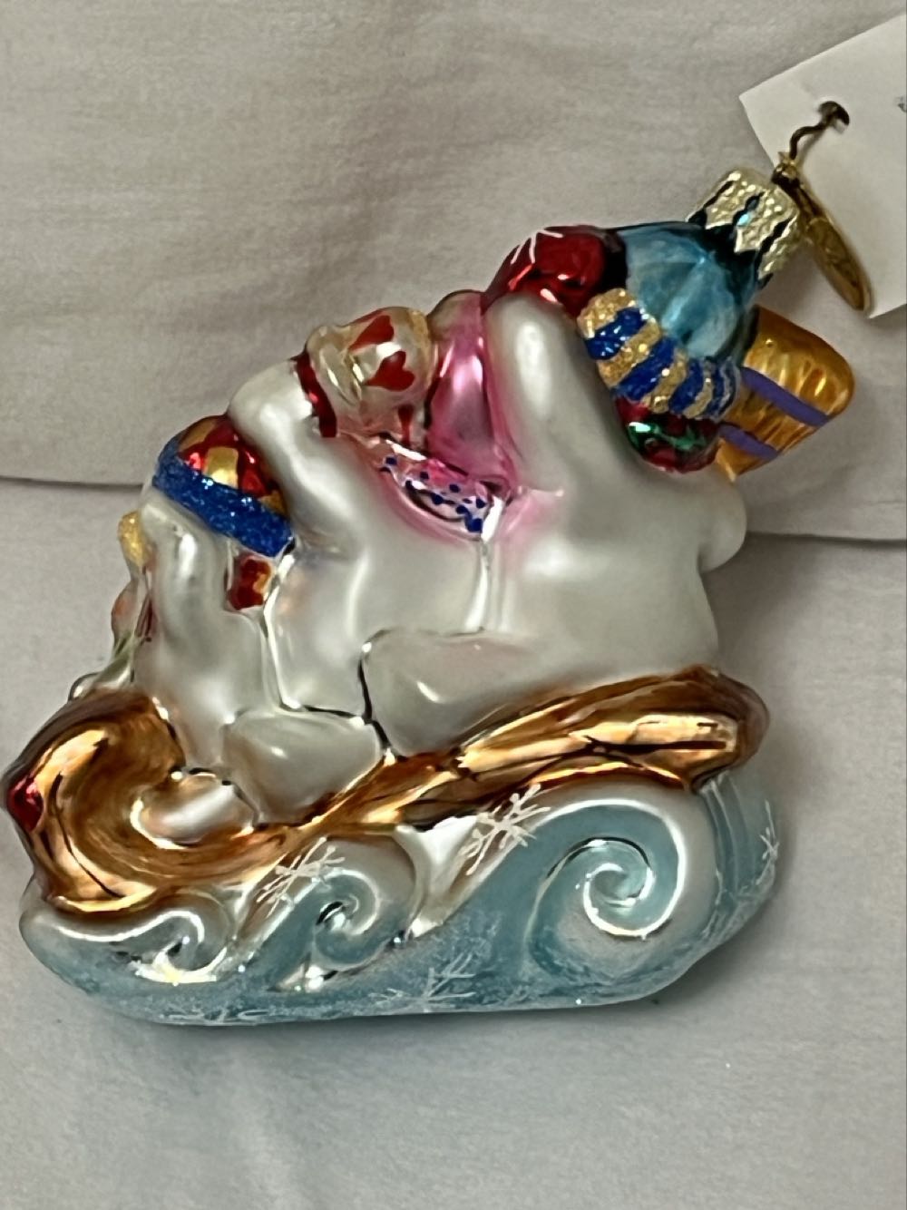 Family Outing - Gem  (Three snowman on a sleigh) ornament collectible - Main Image 2
