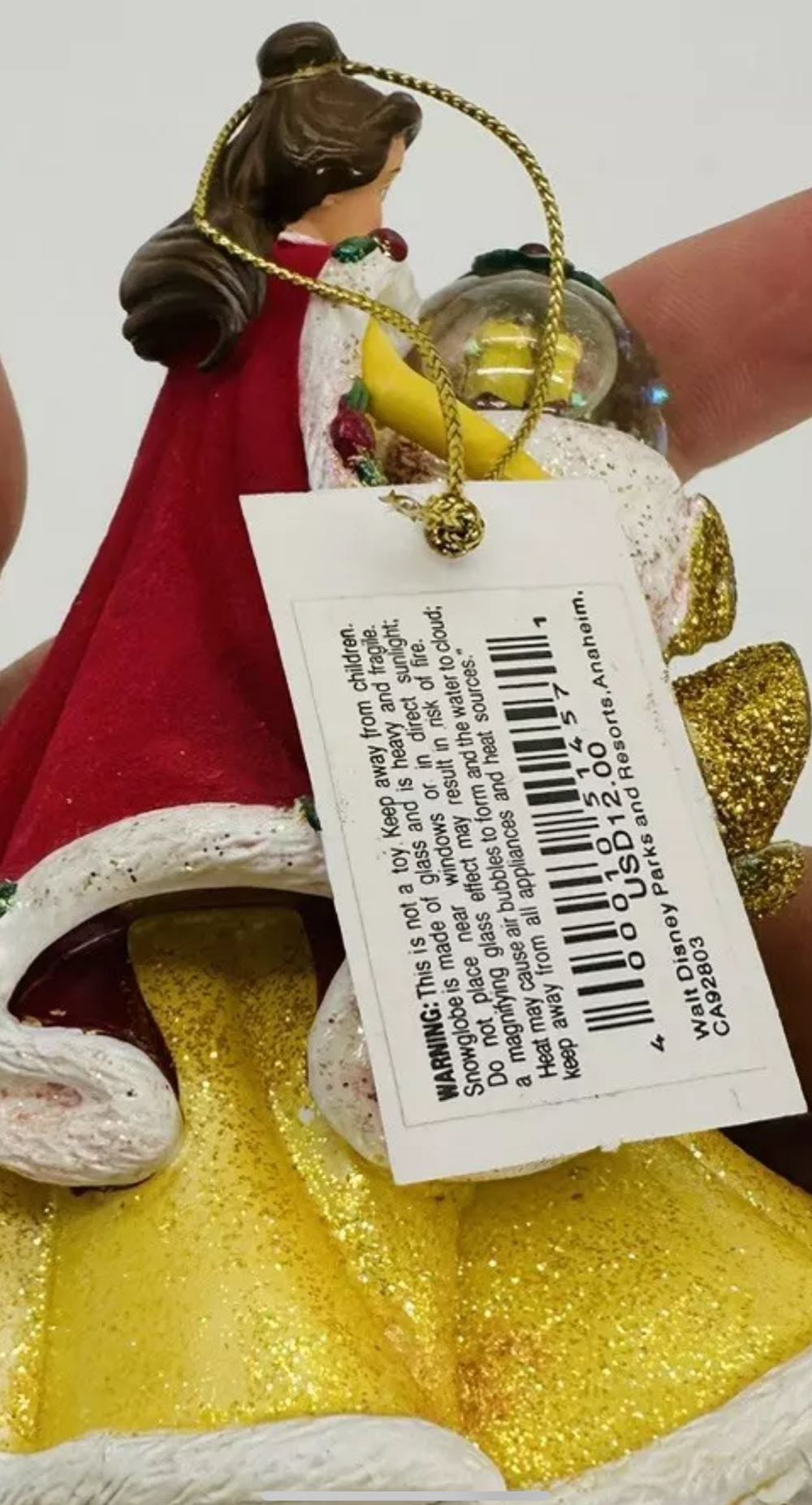 Belle With Red Cape - Snowglobe Ornament - Disney Store (Disney’s beauty and the beast) ornament collectible [Barcode 400010514571] - Main Image 2