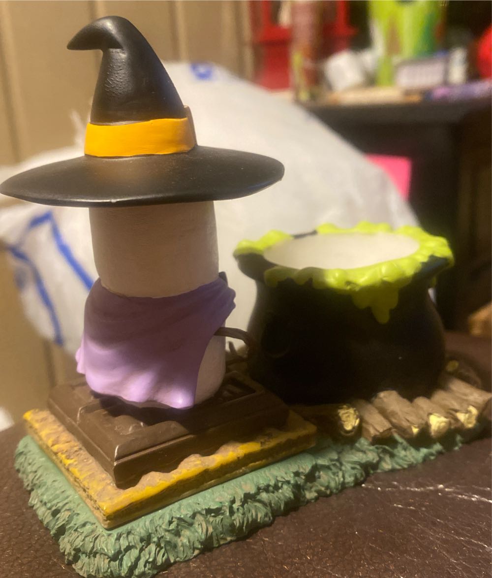 The Original S’mores Witch With Pumpkin In Front Of Cauldron Halloween Votive Holder - The Original S’mores (Halloween, Witch, Pumpkin, Cauldron, S’mores) ornament collectible - Main Image 3
