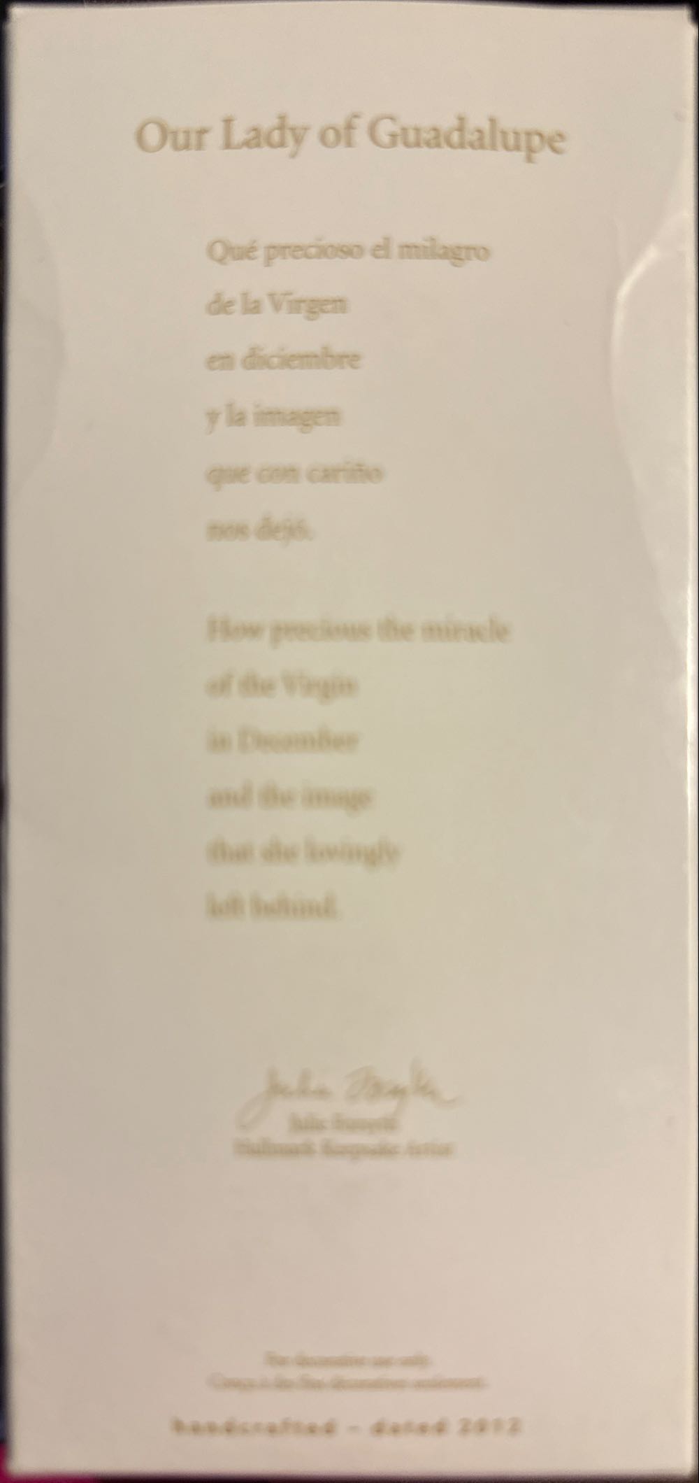 Our Lady Of Guadalupe 2012  (Religious) ornament collectible [Barcode 795902277581] - Main Image 2