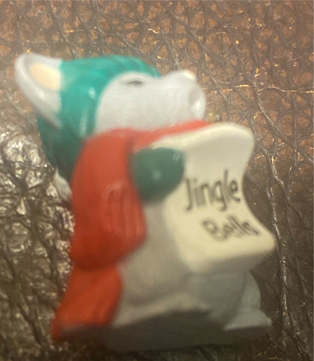 Merry Miniature Grey Mouse Ringing Bell With Sign Jingle Bells - Merry Miniatures (Christmas, Jingle Bells, Mouse, Bell) ornament collectible - Main Image 3