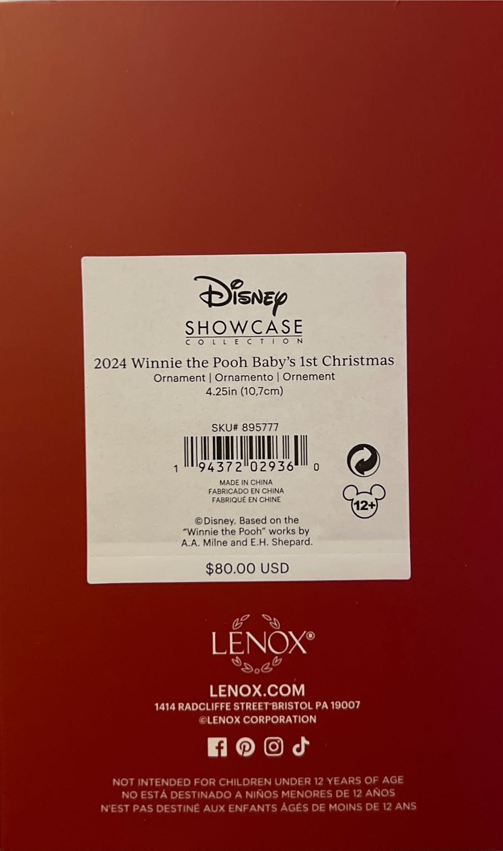 2024 Winnie The Pooh Baby’s 1st Christmas - Winnie the Pooh (Winnie the Pooh) ornament collectible [Barcode 194372029360] - Main Image 3