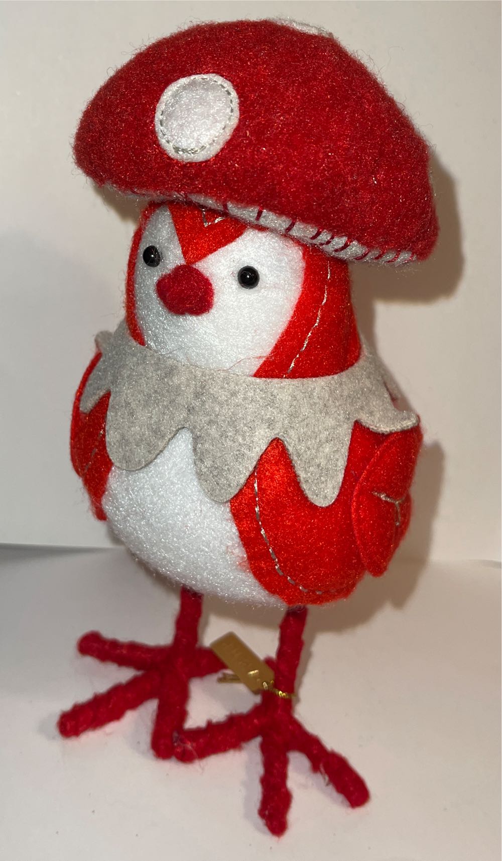 Target Wondershop Featherly Friends Capster Bird Christmas Red Mushroom Nwt ‘capster’ Fabric Figurine  (Birds) ornament collectible [Barcode 042738040606] - Main Image 2