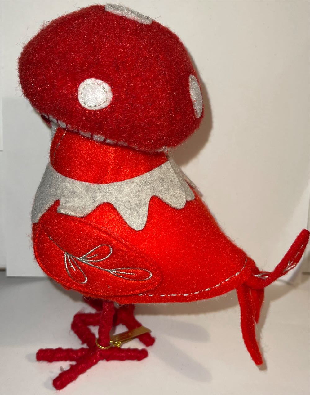Target Wondershop Featherly Friends Capster Bird Christmas Red Mushroom Nwt ‘capster’ Fabric Figurine  (Birds) ornament collectible [Barcode 042738040606] - Main Image 3