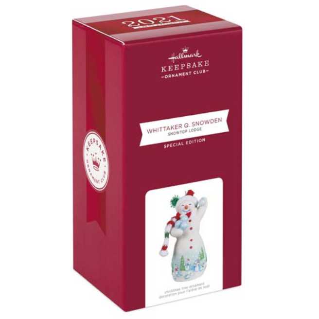 Snowtop Lodge 2021 Repaint Whittaker Q Snowden KOC REPAINT - RED Buttons - Snowtop Lodge (Snowman) ornament collectible - Main Image 4