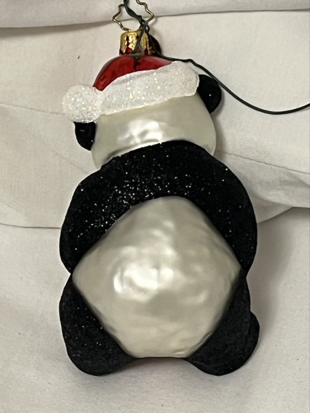 Holiday Panda Portrait ?  (Panda Santa Hat And Gift) ornament collectible - Main Image 2