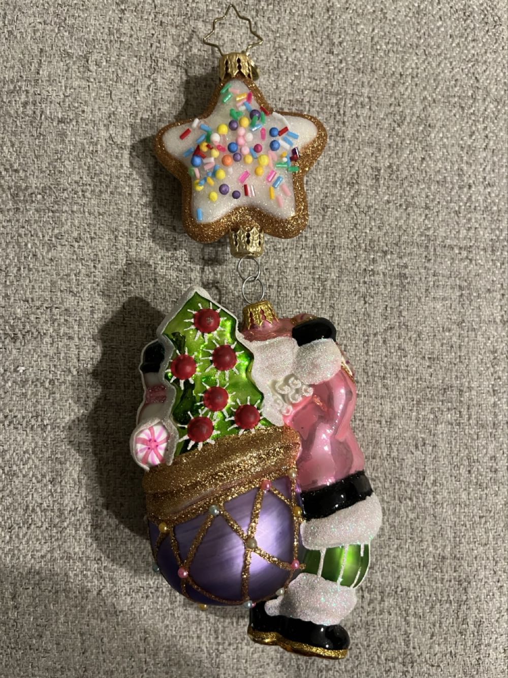 Sugar High In The Sky  (2 Piece Santa Dangles From A Star Sugsr Cookie) ornament collectible - Main Image 2