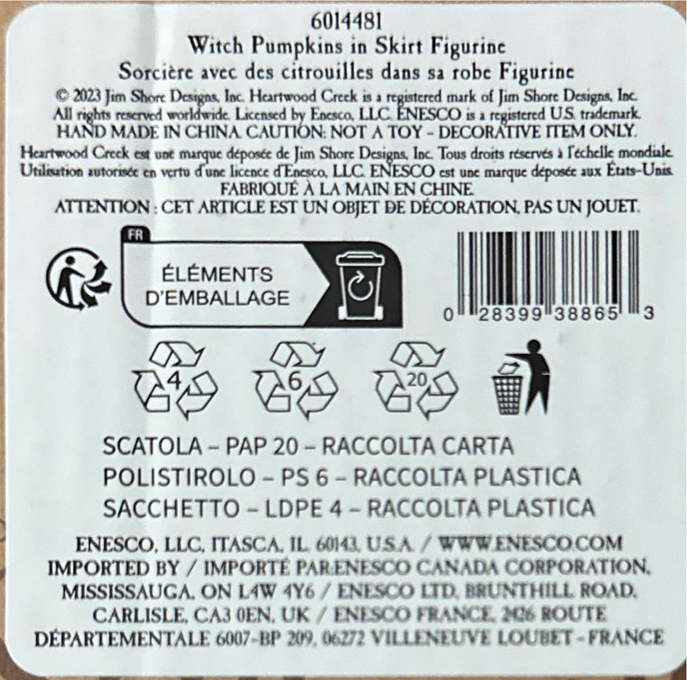 Jim Shore Heartwood Creek Halloween Witch With Pumpkins Skirt Fig In 6014481  (Halloween) ornament collectible [Barcode 028399388653] - Main Image 2