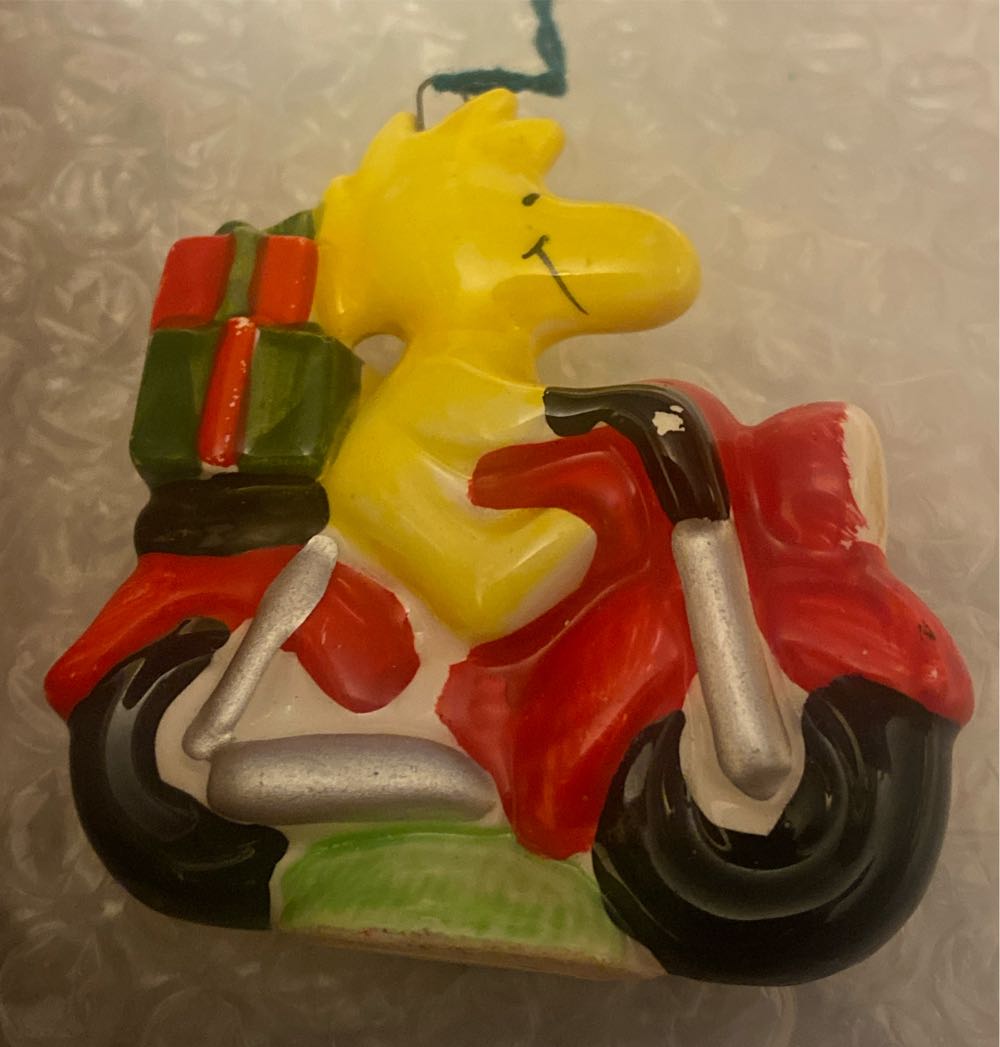 Vintage UFS Peanuts Woodstock On Motorcycle With Presents Porcelain Ornament - Woodstock - Peanuts (Vintage Peanuts) ornament collectible - Main Image 2
