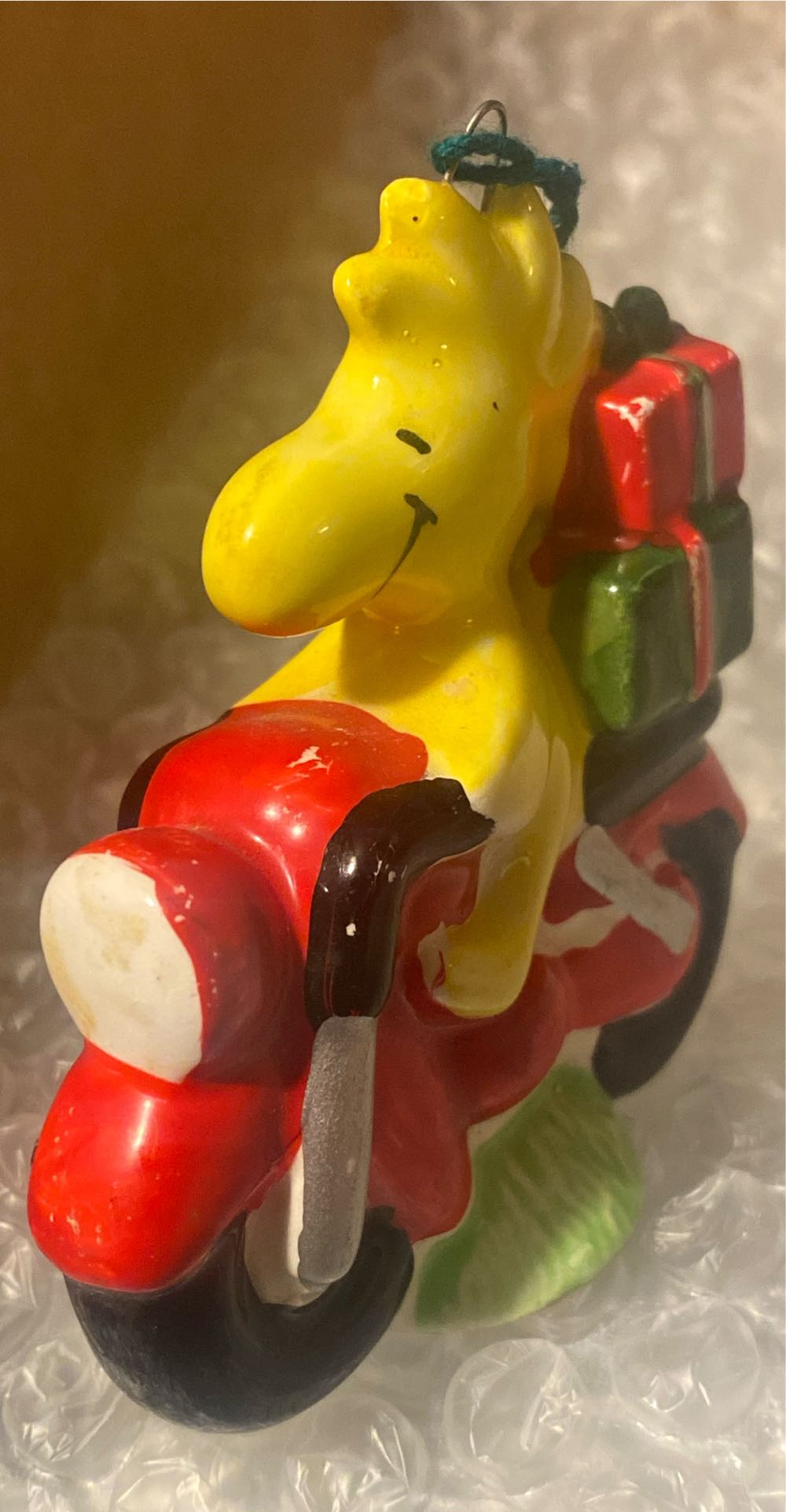 Vintage UFS Peanuts Woodstock On Motorcycle With Presents Porcelain Ornament - Woodstock - Peanuts (Vintage Peanuts) ornament collectible - Main Image 3