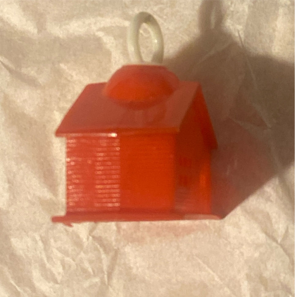 Vintage Red Plastic House Ornament - Vintage Christmas (Christmas House) ornament collectible - Main Image 2