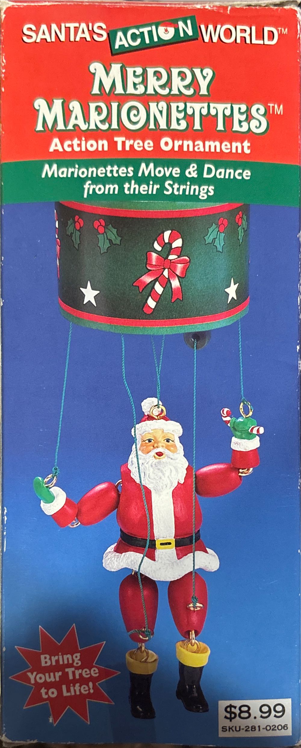 Merry Marionettes Santa Action Tree Ornament Marionettes Move & Dance From Their Strings - Animated (Ornamotion) ornament collectible [Barcode 086131450808] - Main Image 2