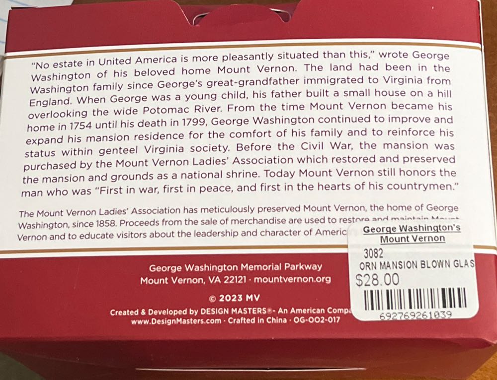 George Washington’s Mansion  ornament collectible - Main Image 3