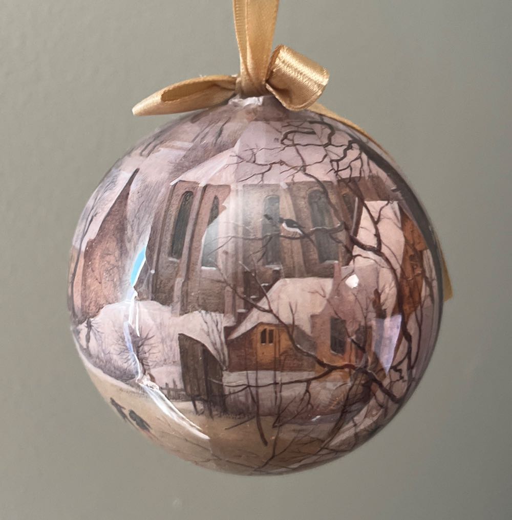 Paisaje Nevada Con Patinadores Y Trampa Para Pajaros  ornament collectible - Main Image 2