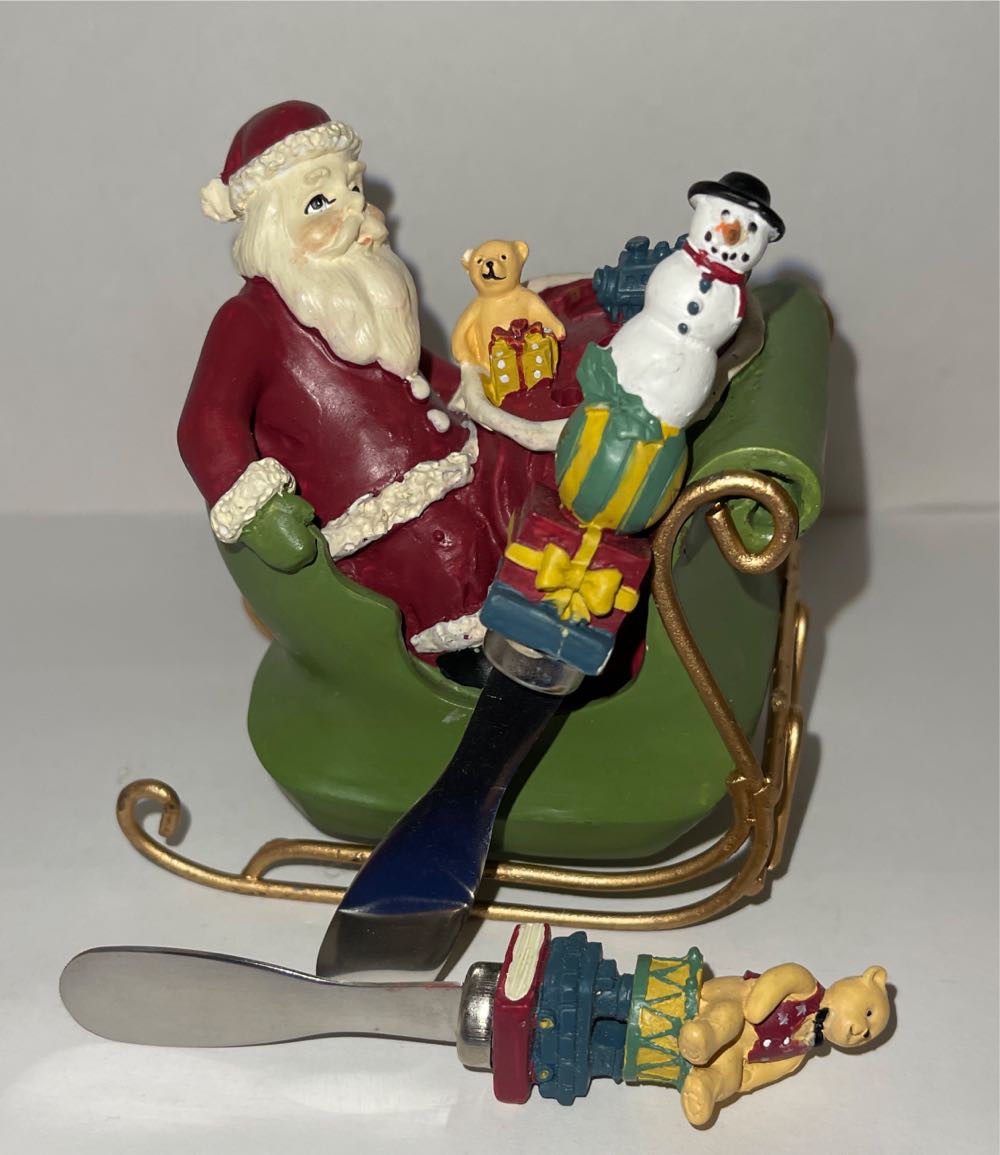 Santa In Sleigh With Cheese Servers  (Santa) ornament collectible - Main Image 4