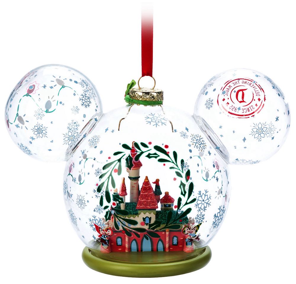 Mickey Mouse Icon Sleeping Beauty Castle Holiday Glass Ornament – Disneyland - Mickey Family Christmas (Christmas) ornament collectible [Barcode 437103075565] - Main Image 2