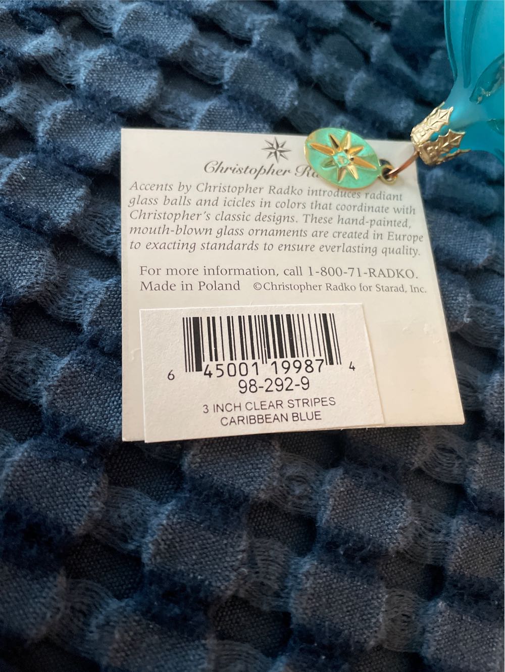 3 Inch Carlbbean Blue  ornament collectible - Main Image 2