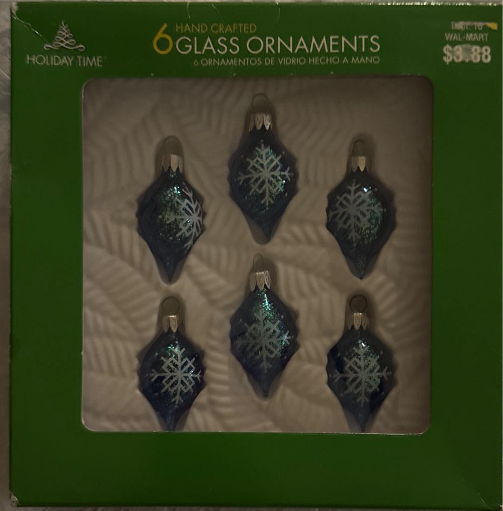 Small Blue Pointed Ball With White Snowflake - Holiday Time ornament collectible [Barcode 045484184617] - Main Image 2