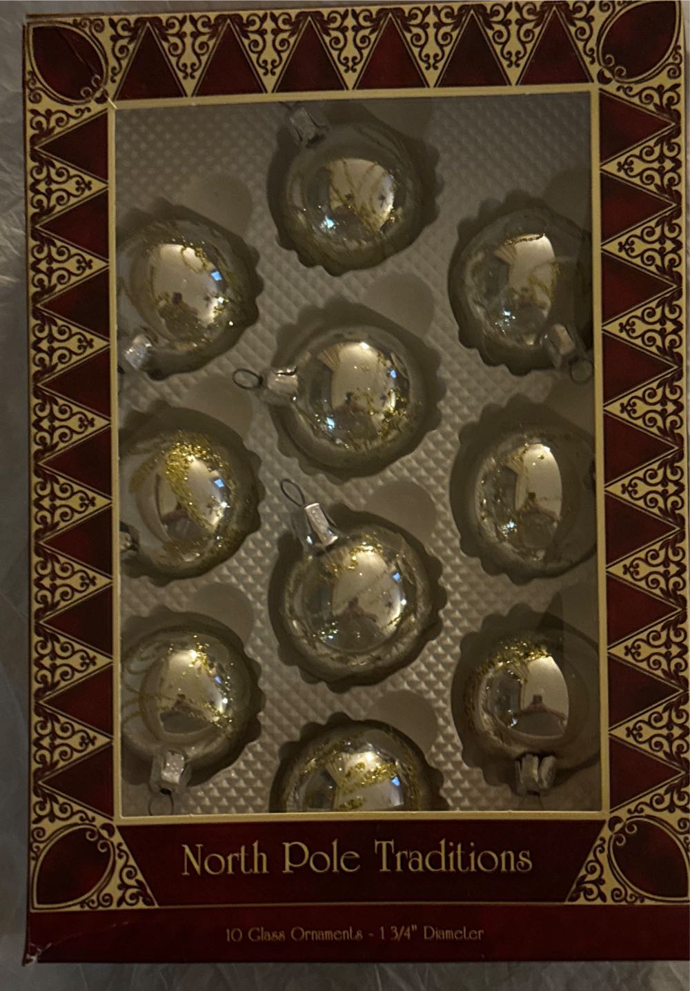 Small Silver Ball With Glitter Stripes - North Pole Traditions ornament collectible [Barcode 010792122361] - Main Image 2