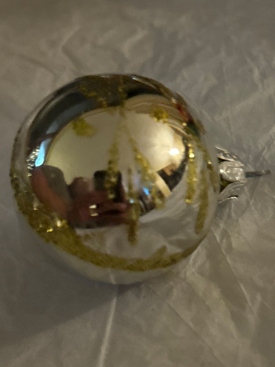 Small Silver Ball With Glitter Stripes - North Pole Traditions ornament collectible [Barcode 010792122361] - Main Image 4