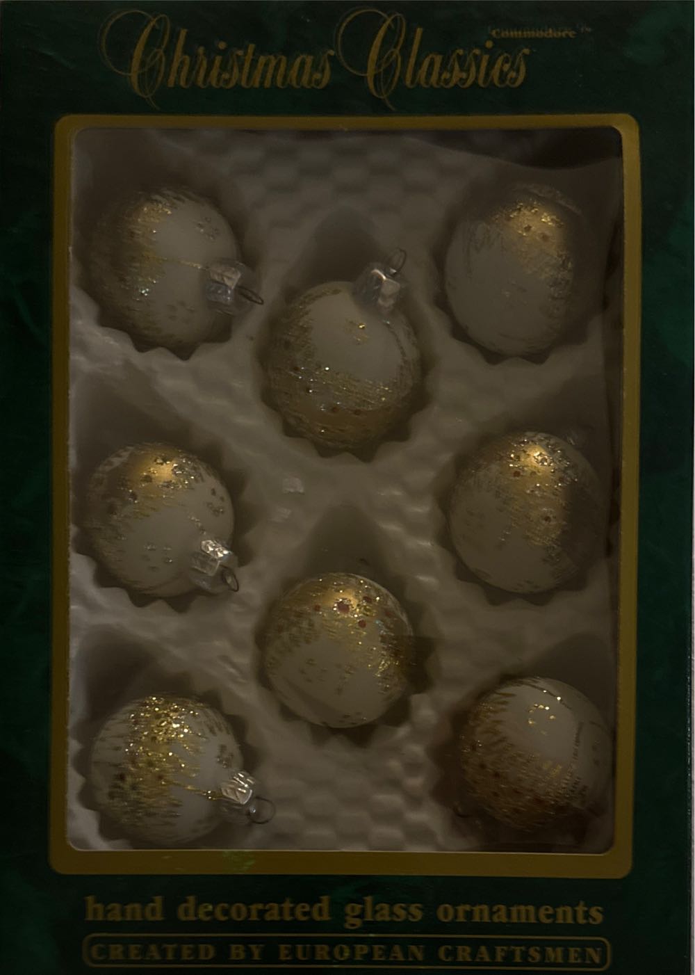 Small White Ball With Gold Glitter - Christmas Classics ornament collectible [Barcode 048266070368] - Main Image 2