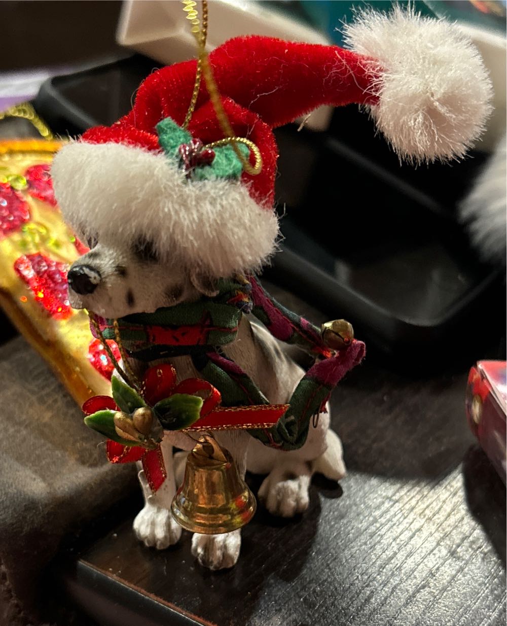 Dalmation With Santa Hat & Mistletoe - Animals (Dogs) ornament collectible - Main Image 2