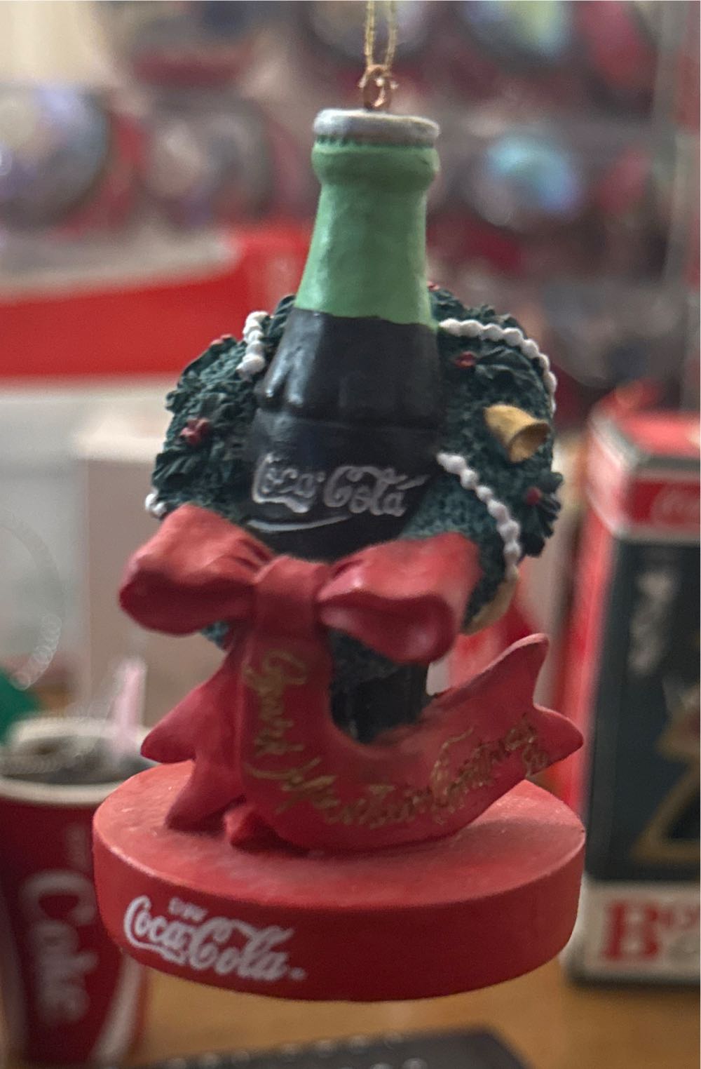 Coca Cola Bottle With Wreath  ornament collectible - Main Image 1