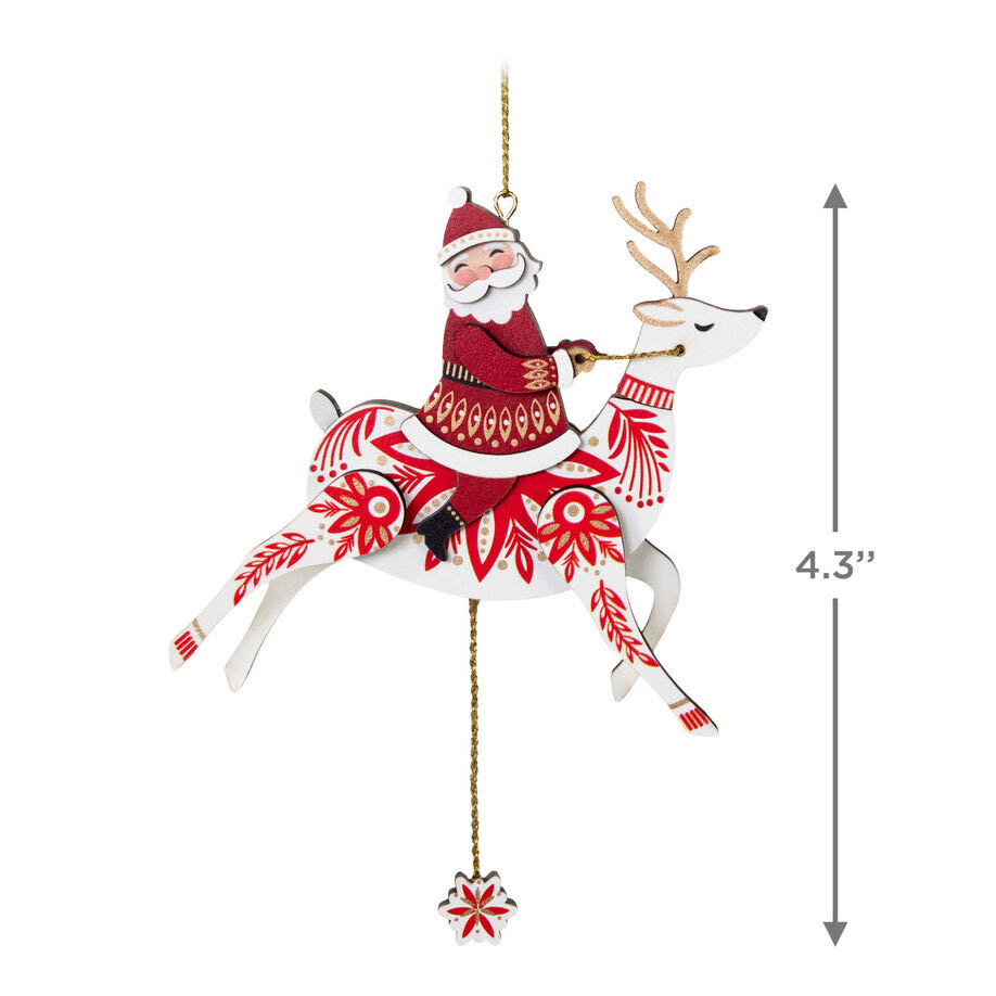 Pull-String Reindeer With Santa  (Santa) ornament collectible - Main Image 2